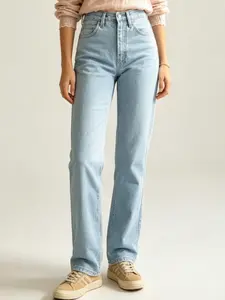 Women's Denim Ribcage Jeans - Cowboy Cut, Slim Fit, Natural Rise Waist, Full Length