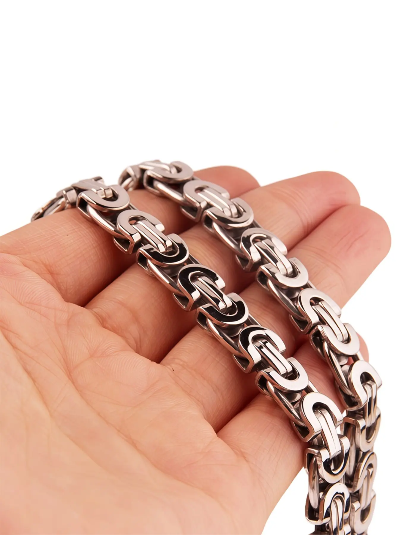 Men's Stainless Steel Necklace, Cuban Link Chain Byzantine Necklace, Unisex Jewelry, Durable and Elegant Design, Perfect Gift Idea