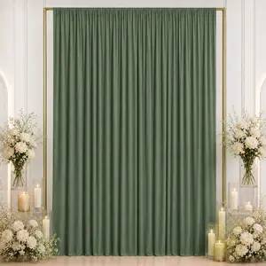 Spandex Backdrop Curtain Dusty Sage Green 10ft x 12ft, 4-Way Stretch Wrinkle-Free Photo Booth Backdrop with Rod Pockets for Wedding & Events