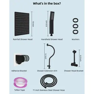 All Metal Shower Head, 10'' High Pressure Rainfall Shower Head, Showerhead Combo/Handheld Shower Wand,71'' Hose,