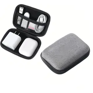 Electronic Accessories Organizer Bag: EVA Hard Shell Shockproof, Hard Shell Tech Organizer Case - Water Resistant Travel Storage for Cables Charger Earphones USB SD Card (Rectangle)