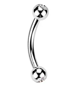 Internally Threaded Stainless Steel CZ Curved Barbell
