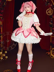 Officially Licensed Puella Magi Madoka Magica Cosplay Costume Madoka Kaname Battle Dress Set