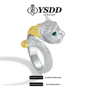 【#360 Panther】Iconic Statement Panther Ring Solid 7.78g of Silver Full Synthetic Moissanite Rings in 925 Sterling Silver Birthday/Anniversary Gift for Women