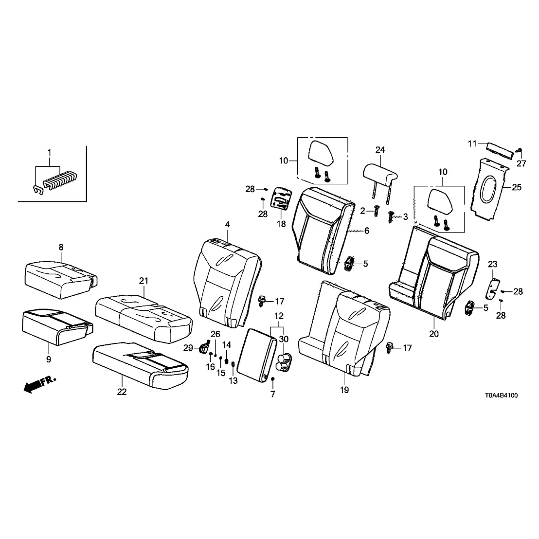 New 2012-2014 Fits Honda CR-V Rear Headrest Assembly *NH167L* (GRAPHITE BLACK), Part # 82140-T0K-A11ZC
