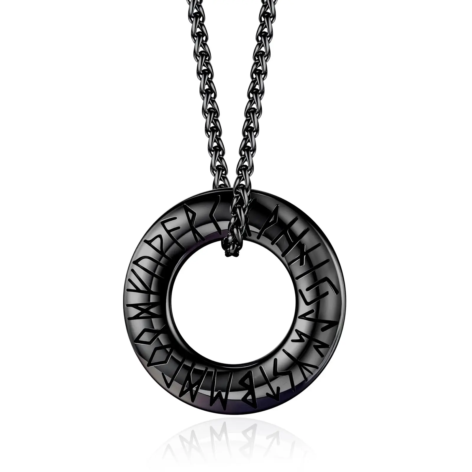 Yaumatea Viking Rune Necklace, Stainless Steel Pendant - Viking Jewelry Gift For Men Women, regular, Stainless Steel, No Gemstone