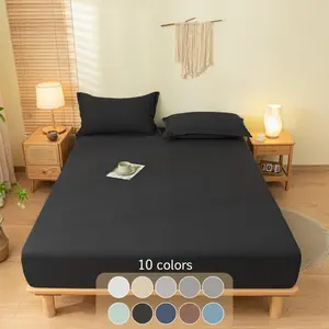 Solid Color Bedding Set, 2/3 Counts/set Including 1 Count Fitted Sheet & 1/2 Counts Pillowcase, Soft Comfortable Bedding Set for Bedroom, Guest Room