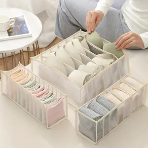 [Polyester Bra Organizer] Polyester 6/7/11-Compartment Bra Organizer, And Lingerie, Hand Washable Closet Organization Bins Womenswear White Fabric