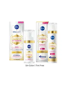 Nivea Luminoso Bundle with Tinted SPF 30 | Dark Spot Moisturizers Hydrating Skincare Oil Control | Tono Claro y Tono Medio (FLUIDO +GOLD SERUM)