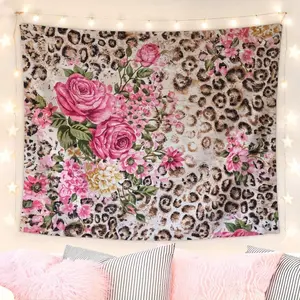 One piece of leopard print tapestry,fashionable leopard print gift for ladies,vintage floral leopard print tapestry,suitable for dormitory decoration, living room and home decoration.bedroom decor cool stuff for room mens room decor chill room accessories