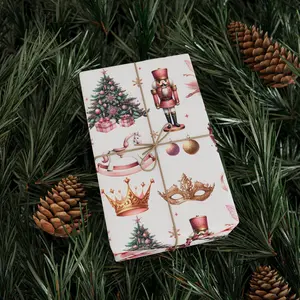 Classic Nutcracker Toy Wrapping Paper Christmas, Pink Ballet Themed Gift Wrap, Elegant Holiday Gift Wrap Seasonal Gift Wrap