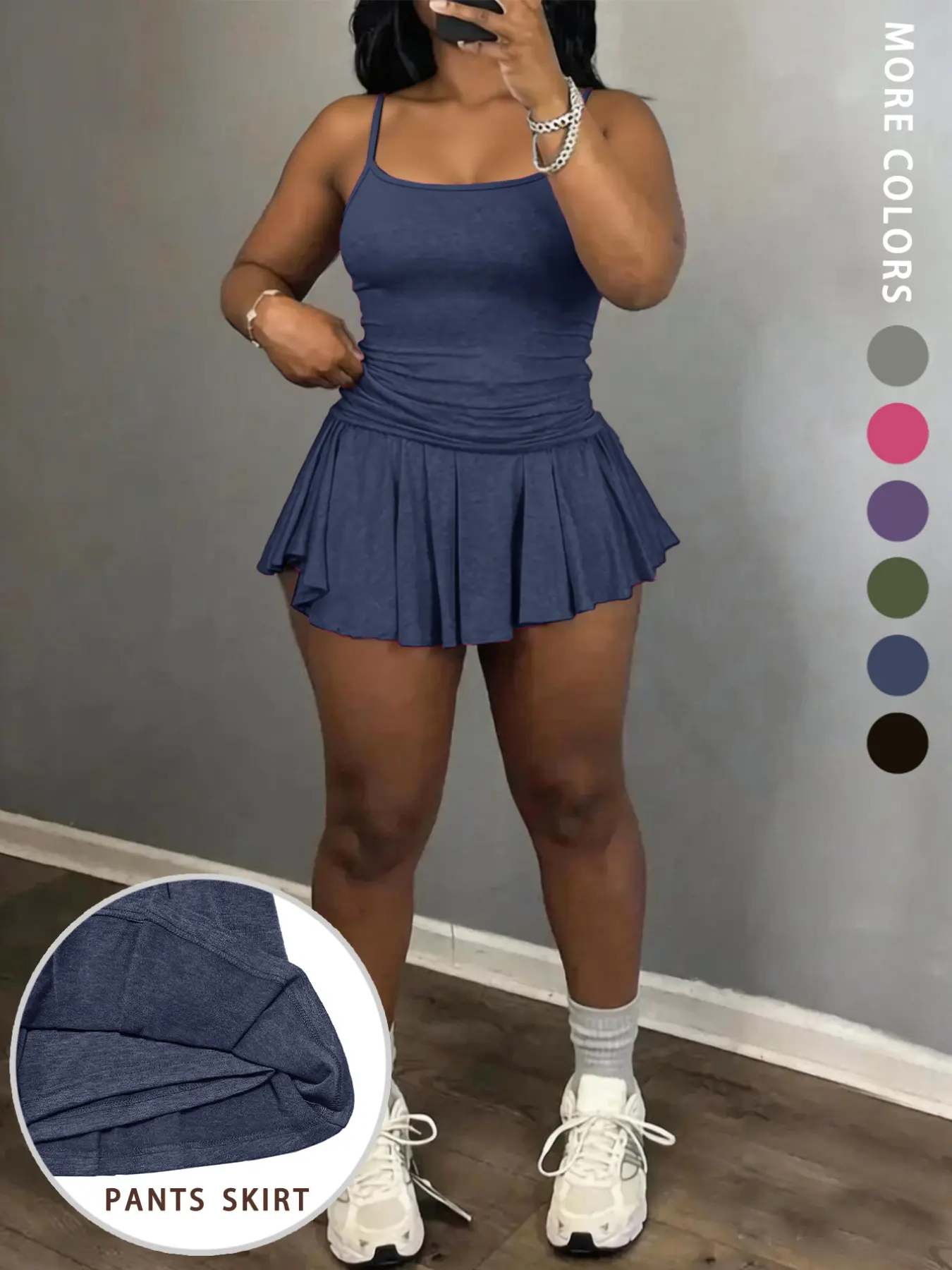 Women's Sporty Short Skirt Set, Tank Top + Pleated Skirt Design, High Waist Slimming Belly Control, Long Leg Look, Gym Yoga Running Casual Wear, Athleisure Wear Set, Athletic Set, Sports Wear Set, Sports Outfits, Sports Clothing Set