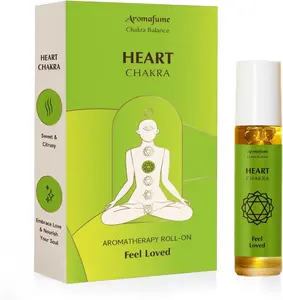 Heart Chakra Essential Oil Roll-On Blend by Aromafume | 10ml/0.33 fl oz | Anahata | Aromatherapy Oils for Chakra Balance | Rose & Bergamot Extracts | Emerald Incense for Meditation, Yoga, Reiki