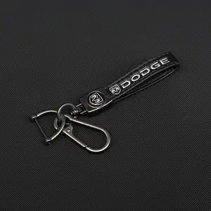 High Quality Leather Car Keychain Emblem Lanyard, Gift Key Chain Rings for Dodge RAM 1500 Journey Charger Dart Challenger Durango