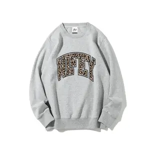 Wifey Cheetah Sweatshirt, Slightly Oversized - Unisex Casual Cotton /Poly Sweatshirt with Pink Color and Cheetah Print Design