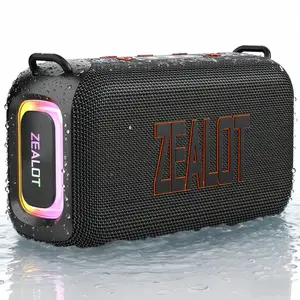 Portable Bluetooth Speaker ZEALOT, 50W Powerful Dual Subwoofers Deep Bass, IPX6 Waterproof, RGB Rhythmic Lights, 8000mAh, Easy to Carry for Beach, Pool, Camping & Gym Use