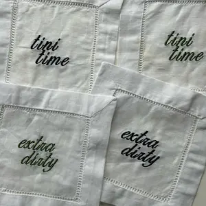 Martini Inspired Set of 4 Cocktail Napkins “Tini Time” & “Extra Dirty” - Cutlery & Tableware