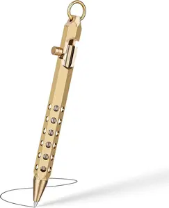 1-Pack Bolt Action Pen, Six-Edge Solid Brass EDC Tactical Pen with 10 Pen Refills.