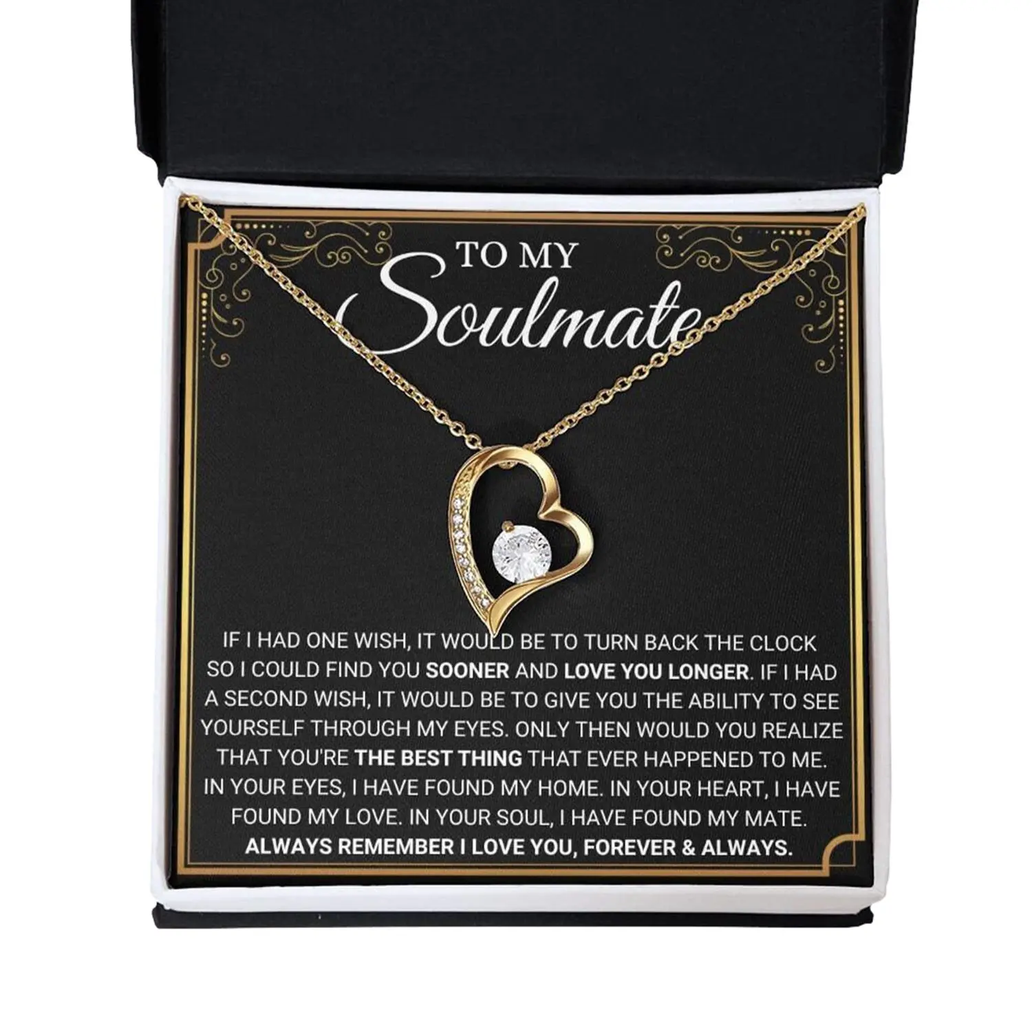 Gift For Soulmate, Wife Birthday Gift, Soulmate Girlfriend Necklace, Gifts For Her, Anniversary Presents, Christmas Gift, Valentine'S Day Gift, Necklaces with Meaningful Messages Card Inside, unique gift ideas, Thoughtful and useful gift for your loved