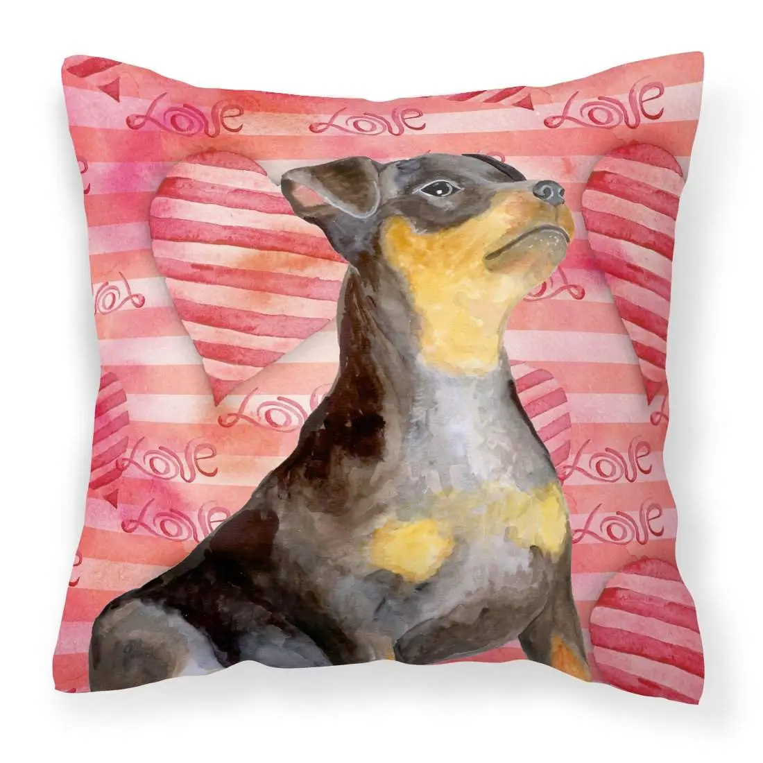 Decorative Fabric Pillow, Miniature Pinscher #2 Love Design, Animals-Themed Vibrant Print, Waterproof Cushion for Home Decor, Model BB9811PW1818