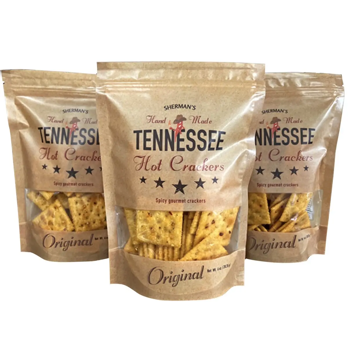 Sherman’s Tennessee Hot Crackers, Original Flavor. 3 pack. (6oz each), Spicy, Crispy Snack Crackers Cheese Crispy Cheese Crispy