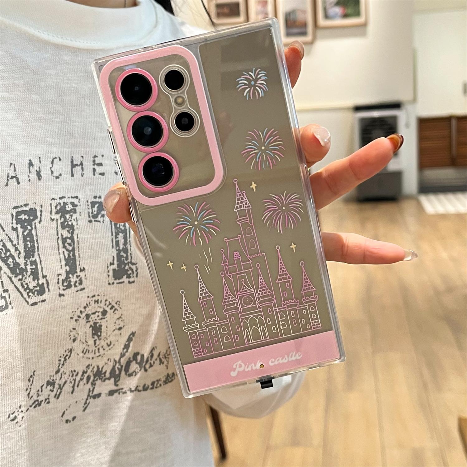 LED Fantasy Castle Fireworks Phone Case, Light up Phone Case For Samsung Galaxy S26/S25/S24 Ultra Plus,Cute Glowing Clear Phone Cover