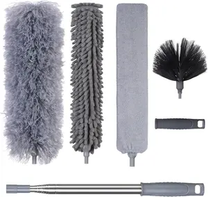 Duster with Extension Pole,Ceiling Fan Cleaner Duster Set of 6, Telescopic Cobweb  Duster 100 Inch,Ceiling Fan Duster, House Cleaning Tool Set
