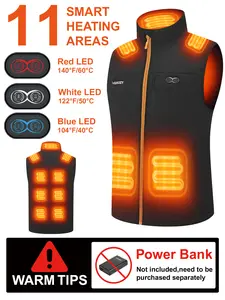 Heated Vest For Men Women, Mens Double Switch Heated Vest With Shoulder Heating-11 Heating Zone(Not Include Battery)