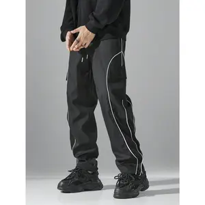 Plus-Size Men's Loose Fit Alphabet Print Sweatpants - Elastic Waist Stretchy Soft Jogger Pants for Overweight Men, Ideal for Daily Wear & Sports Hangouts, Plus-Size Men's Pants Business Golf Pant