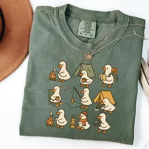 Comfort Colors Cute Goose Camping Shirt, Funny Outdoor Adventure Tee, Cozy Camper Shirt, Hiking Duck Gift for Nature Lovers