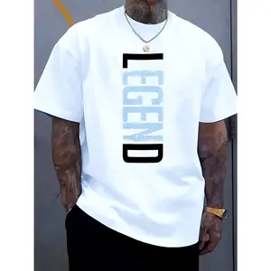 Men's Short-Sleeve T-Shirt with Love Letter Print,Graphic tees,Comfortable and Casual, Featuring a Stretchy Crew Neck, Suitable for Outdoor Activities, All-Season Wear