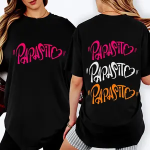 100% cotton casual and fashionable T-shirt with (Carol G) heart-shaped print. Summer clothing. Suitable for attending Coachella 2026 fan events. Essential for fans. Street fashion style.