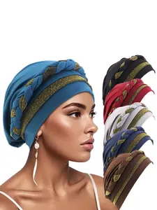 African Style Sequined Knotted Headscarf Hat, Chemotherapy Cap, Stylish Hair Accessory for Women, Comfortable and Elegant Design, Scarf Head Wrap
