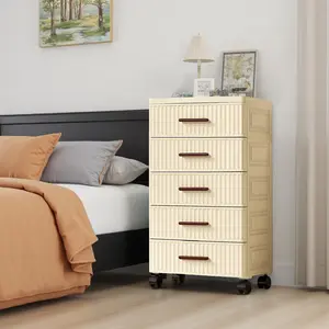 Garvee - Plastic storage cart with 5 drawers for home organization, vertical storage container for bedroom, living room, office, entryway