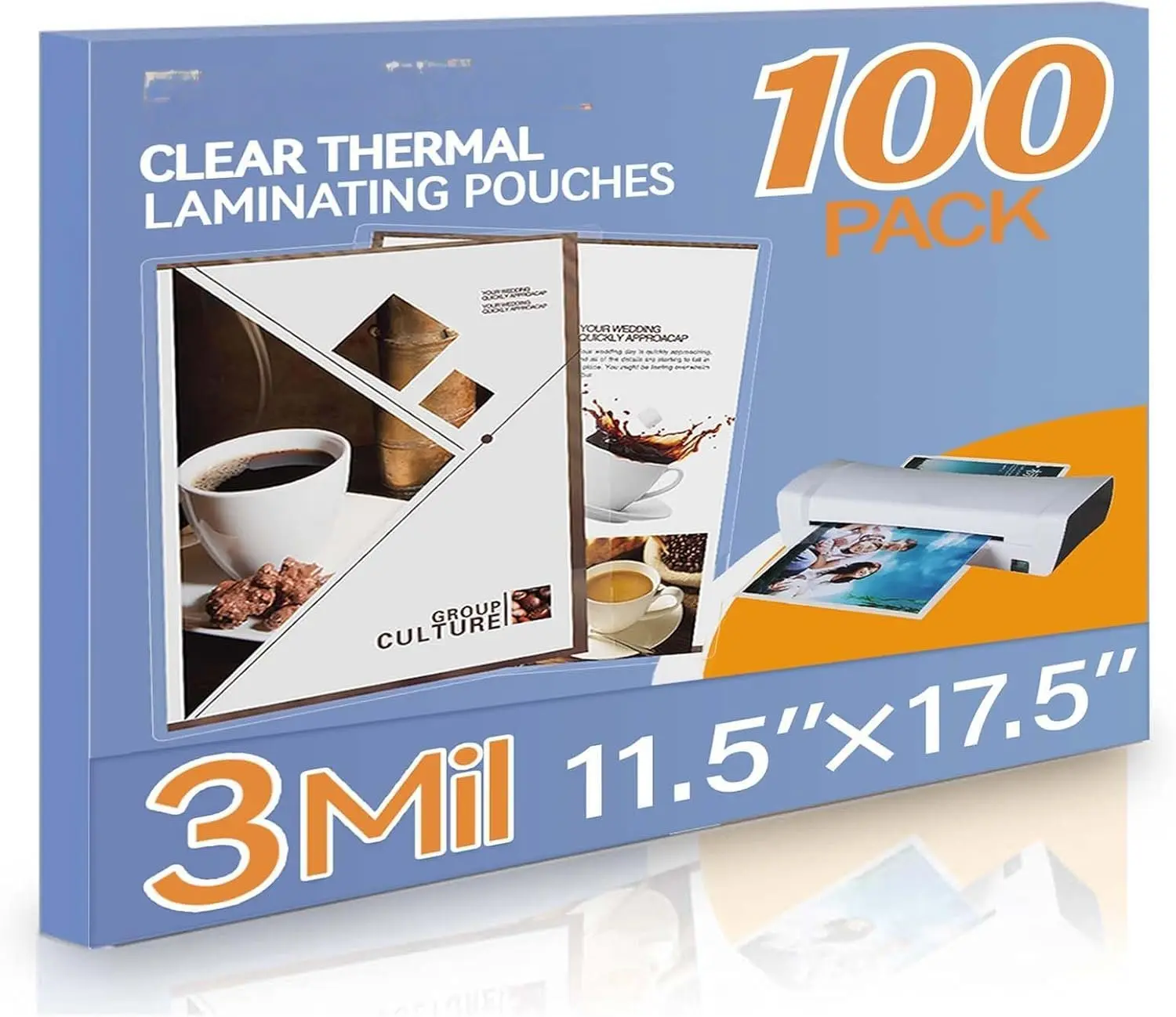 100 Pack Laminating Sheets, Hold 11 x 17 Inch Sheet, 3 Mil Clear Thermal Laminating Pouches 11.5 x 17.5 Inch Lamination Sheet Paper for Laminator, Round Corner