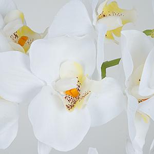 Porch decor.ennva ceramic potted artificial orchid flowers, white faux phalaenopsis for table decoration, realistic artificial flower ornaments suitable for home and office interior decoration