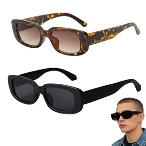 Women's 90s Retro Narrow Rectangle Sunglasses - Vintage Square Frame UV400 Protection for Driving & Fashion Blue Light Blocking Reading Glasses