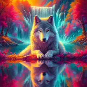 Wolf Pattern DIY Diamond Arts Colorful Painting Kit without Frame, DIY 5D Diamond Arts Colorful Painting Kit, Wall Art Decor for Home Bedroom, Diamond Painting Kits