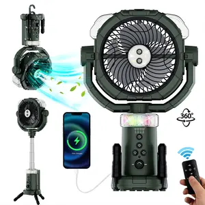 CoolHYFan Portable Outdoor Camping Mist Fan Tent Ceiling Fan Light USB Rechargeable Cooling Mist Hanging Tripod Camping Fan with 36-Hour Battery Life Stepless Speed Control Four-Hole Mist Spray Timer Indicator Night Light