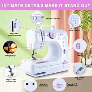 Mini Sewing Machine, Built-In 12-Needle Multi-Function Pedal Automatic Sewing Machine, Suitable For Beginners, Send Wife/Mother/Friend Valentine's Day Gift Perfect For Crafting Versatile Tool