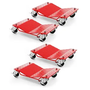 Wheel Dolly Set of 4, Car Moving Dolly 6000LBS Heavy-Duty Cart for Moving Cars, Trucks, Trailers, Motorcycles, and Boats, Red