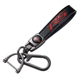 Leather Car Key Chain Metal Car Keyring Black RS Car Keychain, Premium Metal & Leather, Anti-Scratch Anti-Drop, Compatible with Chevy Camaro Cruze Equinox Blazer Traverse Monza Trackerc Cars, Black with Red RS Emblem heavy
