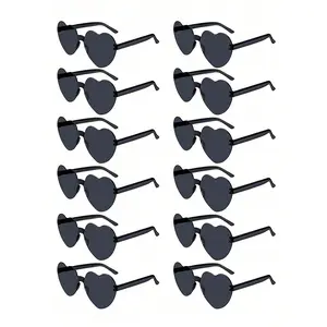 Women Heart-Shaped Party Glasses Set, Fashionable Beach Accessories, Wedding Birthday Travel Bachelorette Gifts, 1-24 Pieces