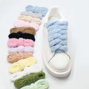 A pair of wide elastic shoelaces with 15mm plush material