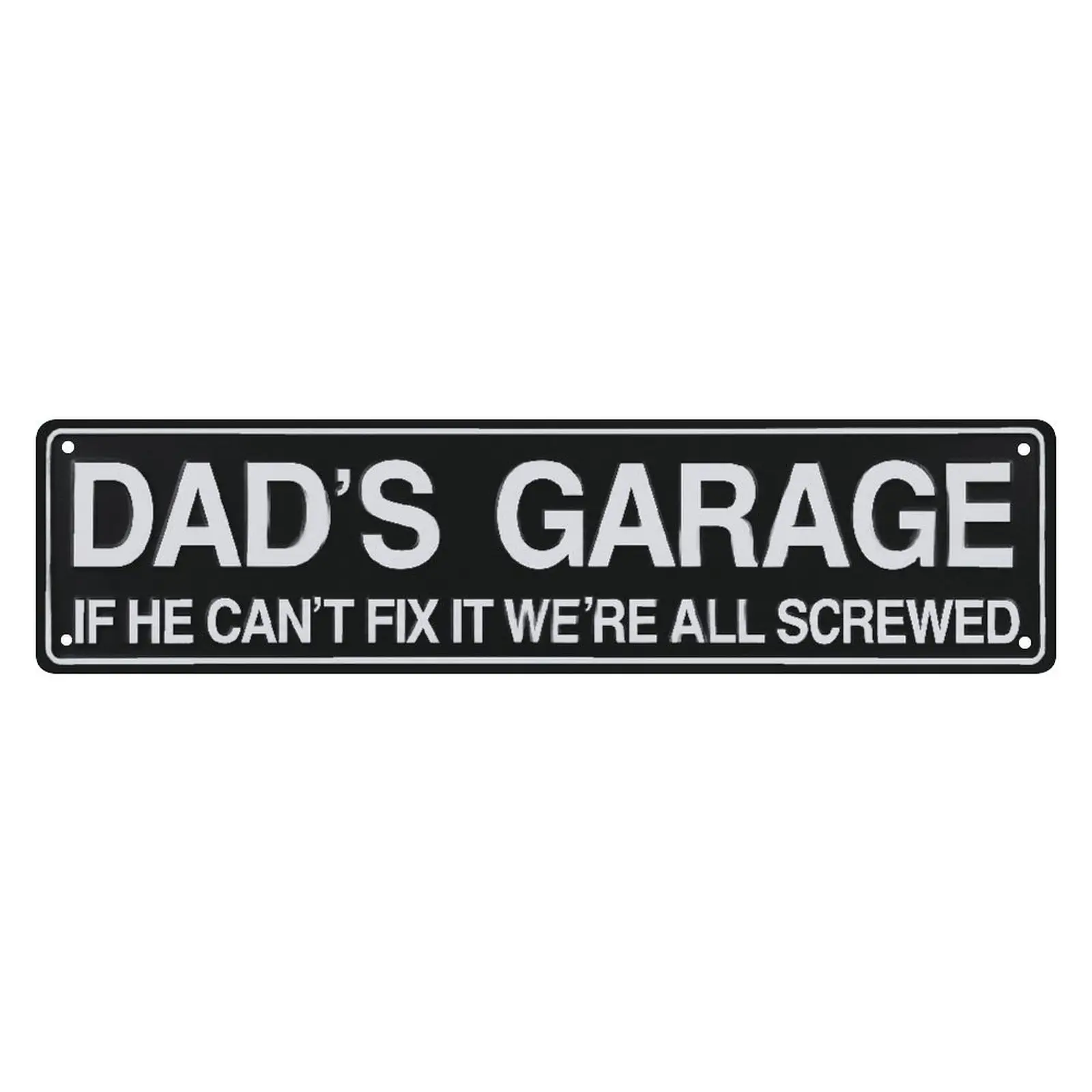 Dad's Garage Industrial Metal Mountable Sign, "If He Can't Fix It We're All Screwed" Retro Mechanic Wall Plaque, Funny Father's Day Gift from Kids, 40x10 cm Home Decor Room Decor