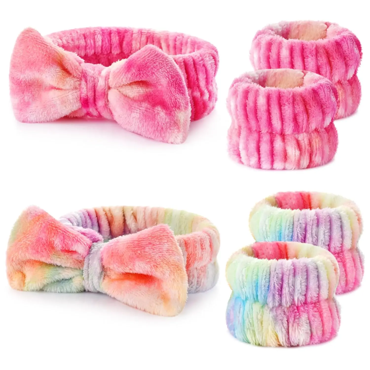 6pcs Headband and Wristband for Face Washing, Makeup Spa Skincare Headband, Skin Care Face Wash Headbands Wrist Bands Tools Set, for Women and Teen Girls Gifts