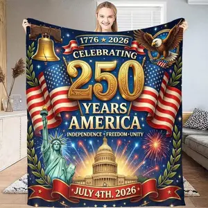 The 250th Anniversary Commemorative Blanket of the United States, featuring the patriotic American eagle design on the blanket, marking the 250 years of freedom, a flannel blanket for the celebration of Independence Day as a gift