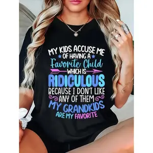 T - Shirt With "MY GRANDKIDS ARE MY FAVORITE" Family - Humor Text, A Grandparent - Vibe Tee T-Shirt For Men And Women