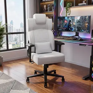 Ergonomic High Back Chair, PU Leather Upholstery, Flip Up Armrests, Adjustable Headrest & Lumbar Support, 53kg/m³ Integrated Foam, 0.75inch Steel Tube Frame, Heavy Metal Base, SGS Class 4 Gas Lift, 300lbs Load, 360° Noise-free Casters