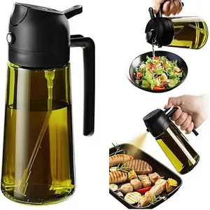 2-piece Large-Capacity Thick-Glass Oil Spray Bottle, Olive Oil Sprayer - Multiple Spray Modes, Light-Blocking Design, Safe & Portable, Ideal for Kitchen, Camping, and Grilling